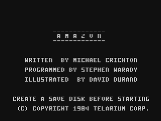 Amazon title screen for Commodore 64